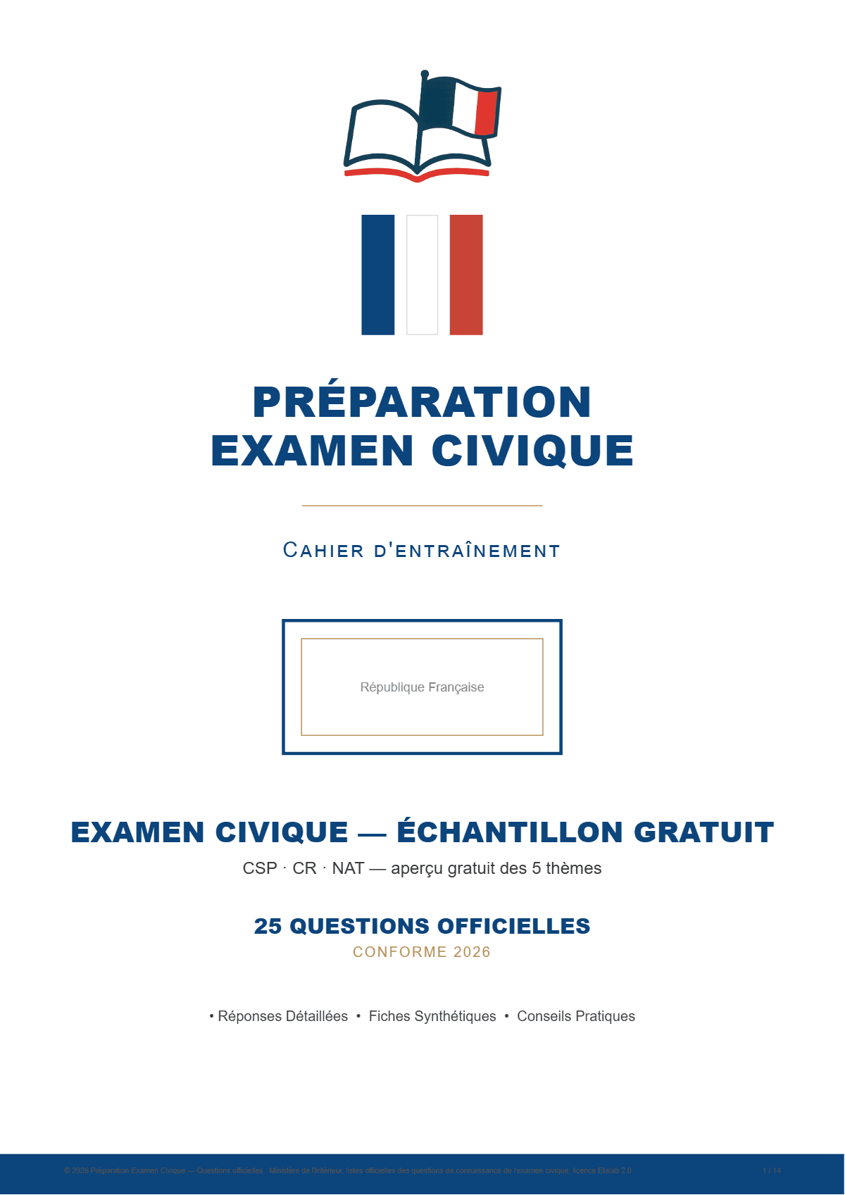 Couverture de l'ebook gratuit — Préparation Examen Civique
